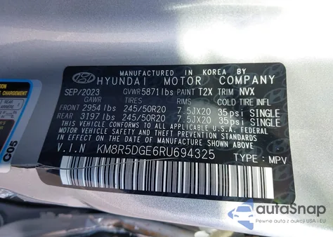 2024 Hyundai Palisade Limited из США, поврежденный, VIN KM8R5DGE6RU694325